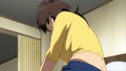 Rule 34 | 00s, 1girl, amaha masane, animated, animated gif, ass, bed, breasts, brown hair, denim, dimples of venus, female focus, huge ass, jeans, large breasts, lying, muffin top, pants, pillow, plump, solo, thick thighs, thighs, witchblade
