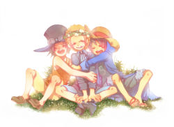 Rule 34 | 3boys, ai (ai 4393), black hair, blonde hair, brothers, east blue, hat, jacket, male focus, monkey d. luffy, multiple boys, one piece, portgas d. ace, sabo (one piece), siblings, sitting, smile, straw hat, top hat, aged down