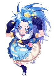 Rule 34 | 10s, 1girl, animal ears, bad id, bad pixiv id, blue eyes, blue gloves, blue hair, blue neckwear, blue theme, cat ears, cat tail, choker, crown, cure gelato, earrings, extra ears, food, fur trim, gloves, highres, ice cream, jacket, jewelry, kirakira precure a la mode, leather, leather jacket, lion ears, lion tail, long hair, looking at viewer, magical girl, open mouth, precure, sagold, short sleeves, simple background, smile, solo, tail, tategami aoi, white background