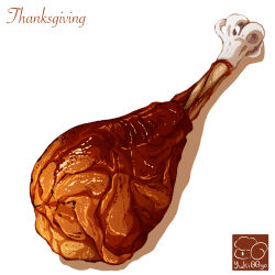 Rule 34 | artist logo, bone, food, food focus, highres, meat, no humans, original, simple background, thanksgiving, turkey (food), turkey leg, white background, yuki00yo