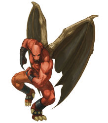 Rule 34 | capcom, claw (weapon), colored skin, demon, highres, makaimura, no humans, nona, official art, red arremer, red skin, solo, svc chaos, weapon, wings