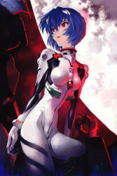 Rule 34 | 00s, 1girl, absurdres, ayanami rei, blue hair, cleaned, evangelion: 1.0 you are (not) alone, highres, moon, neon genesis evangelion, official art, open mouth, pale skin, plugsuit, rebuild of evangelion, red eyes, sadamoto yoshiyuki, scan, solo