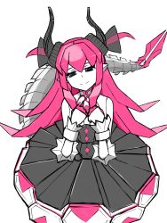 Rule 34 | 1girl, android, black eyes, elizabeth bathory (fate), elizabeth bathory (fate), fate/extra, fate/extra ccc, fate/grand order, fate (series), highres, horns, looking at viewer, mecha eli-chan (fate), pink hair, robot, simple background, skirt, smile, tail, white background