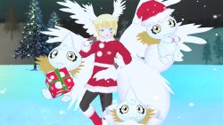 Rule 34 | angel, angel boy, christmas, cupimon, digimon, digimon (creature), highres, looking at viewer, lucemon, wings