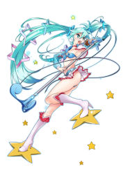 Rule 34 | + +, 1girl, aqua eyes, aqua hair, armpits, ass, belt, bikini, bikini top only, boots, choker, cropped jacket, fringe trim, hair ornament, happy, hatsune miku, headphones, high heel boots, high heels, highres, inoue takumi (doubt), knee boots, leg lift, long hair, microphone, microphone stand, midriff, music, open mouth, panties, pantyshot, shoes, singing, skirt, smile, solo, star (symbol), striped clothes, striped panties, swimsuit, thighs, twintails, underwear, united states, upskirt, very long hair, vocaloid