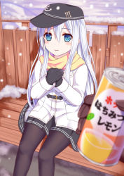Rule 34 | 10s, 1girl, black pantyhose, blue eyes, blurry, depth of field, hat, hibiki (kancolle), ikeda yuuki, kantai collection, long hair, looking at viewer, pantyhose, pov, revision, silver hair, solo focus, translated