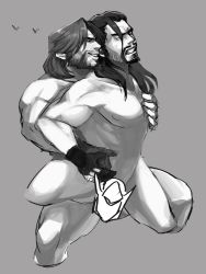 Rule 34 | 2boys, abs, absurdres, anal, bara, blush, cassidy (overwatch), hanzo (overwatch), highres, male focus, male penetrated, monochrome, multiple boys, muscular, overwatch, overwatch 1, sex, yaoi