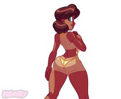 Rule 34 | 1girl, animated, ass, bikini, breasts, butt crack, cleavage, dark skin, looking at viewer, nevarky, one eye closed, original, smile, swimsuit, tagme, tan, tan-chan, tanline, thighs, topless, video, wink