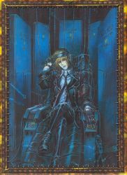 Rule 34 | 00s, 1boy, cable, dietrich von lohengrin, highres, male focus, official art, scan, shibamoto thores, solo, trinity blood, uniform, wire