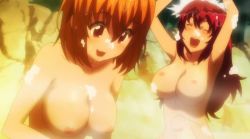 Rule 34 | breasts, kushiya inaho, large breasts, maken-ki!, nipples, onsen, stitched, tagme, takami akio, third-party edit