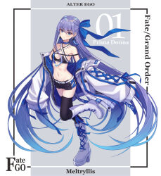 Rule 34 | 1girl, absurdly long hair, armpits, bare shoulders, belt, bikini, bikini top only, black bikini, black shorts, black thighhighs, blue choker, blue eyes, boots, breasts, choker, closed mouth, clothing cutout, coat, criss-cross halter, earrings, fate/grand order, fate (series), gradient hair, hair ribbon, halterneck, highres, hoodier, jewelry, knee boots, leg up, long hair, long sleeves, looking at viewer, meltryllis (fate), midriff, multicolored hair, navel, off shoulder, open clothes, open coat, purple hair, ribbon, short shorts, shorts, side cutout, small breasts, smile, solo, standing, standing on one leg, stomach, swimsuit, thighhighs, thighs, very long hair, white coat, white footwear