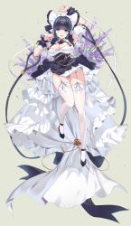 Rule 34 | 1girl, :3, :d, absurdres, arm up, azur lane, black hair, blue eyes, blunt bangs, breasts, cheshire (azur lane), cleavage, commentary request, detached sleeves, full body, garter straps, high heels, highres, laevan, large breasts, long hair, looking at viewer, maid, maid headdress, multicolored hair, open mouth, panties, pantyshot, paw pose, scrunchie, short sleeves, sidelocks, simple background, smile, solo, streaked hair, two-tone hair, underwear, wrist scrunchie