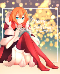 Rule 34 | 1girl, blue eyes, highres, looking at viewer, merry christmas, muimi (princess connect!), orange hair, princess connect!
