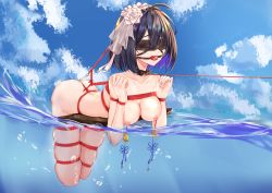 Rule 34 | 1girl, absurdres, anal, anal hair, anal object insertion, ass, ball gag, bdsm, bell, black hair, blindfold, bondage, bound, breasts, collar, gag, gagged, highres, honkai (series), honkai impact 3rd, large breasts, leash, nipples, nude, object insertion, rope, seele vollerei, short hair, skindentation, solo