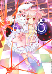 Rule 34 | 10s, 1girl, bubble skirt, footwear ribbon, gloves, hair ribbon, kaname madoka, kenneos, kyubey, magical girl, mahou shoujo madoka magica, mahou shoujo madoka magica (anime), pink hair, pyotr (madoka magica), ribbon, shoes, short twintails, skirt, smile, twintails, white gloves