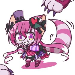 Rule 34 | artist request, boots, cat, cat busters, cheshire (cat busters), furry, grin, hair ribbon, hat, lowres, pink eyes, ribbon, short hair, smile