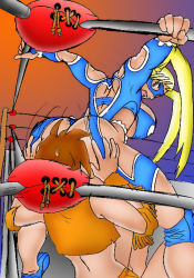 Rule 34 | 1990s (style), 2girls, arena, ass, capcom, face in ass, mask, multiple girls, rainbow mika, sitting, sitting on face, sitting on person, smother, street fighter, street fighter zero (series), wrestling, yuri