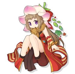 Rule 34 | 1girl, animal, animal around neck, bangle, black footwear, bow, bracelet, breasts, brown hair, closed mouth, commentary request, detached sleeves, dress, flower hat, fox, full body, hat, hat bow, jewelry, leaf, long hair, looking at viewer, medium bangs, medium breasts, official art, pelvic curtain, pink hat, professor (ragnarok online), purple eyes, ragnarok online, red bow, red dress, red sleeves, shoes, simple background, sleeveless, sleeveless dress, smile, solo, striped sleeves, transparent background, white sleeves, yuichirou