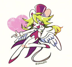 Rule 34 | 1girl, animal ears, blush stickers, colza012, green hair, hat, highres, leotard, mad rat dead, mouse (animal), mouse ears, mouse girl, mouse tail, nippon ichi, rat god, red eyes, tail, tie clip, top hat, wings, wrist cuffs