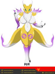 Rule 34 | 1girl, absurdres, black sclera, blue eyes, colored sclera, digimon, digimon (creature), female focus, fox girl, furry, highres, incredibly absurdres, original, renamon, solo, tail
