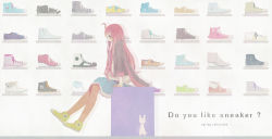 Rule 34 | 1girl, ahoge, arm support, bad id, bad pixiv id, cross-laced footwear, english text, jacket, long hair, meisa, orange pantyhose, pantyhose, plaid, polka dot, profile, red eyes, red hair, sf-a2 miki, shoes, sitting, skirt, sneakers, solo, striped, text focus, vertical stripes, vocaloid