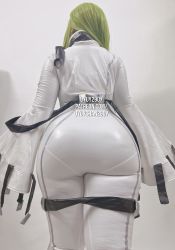 Rule 34 | 1girl, absurdres, asian, ass, bodysuit, c.c., c.c. (cosplay), code geass, cosplay, curvy, from behind, green hair, highres, huge ass, long hair, photo (medium), real life, shiny clothes, solo, straitjacket, uyuy2907