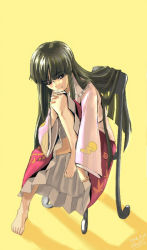 Rule 34 | 1girl, 2008, barefoot, chair, duplicate, female focus, houraisan kaguya, long hair, shiba itsuki, solo, touhou