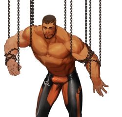 Rule 34 | 1boy, abs, bandaid, bandaid on cheek, bandaid on face, bara, bare pectorals, beard, black hair, bulge, cyphers, damian doyle (cyphers), dark-skinned male, dark skin, erection, erection under clothes, facial hair, gomtang, large pectorals, male focus, male pubic hair, mature male, mohawk, muscular, muscular male, navel, navel hair, nipples, pectoral cleavage, pectorals, penis, pubic hair, short hair, sideburns, sidepec, solo, stomach, stubble, thick thighs, thighs, third-party source, topless male