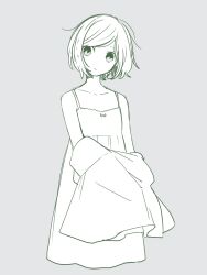 Rule 34 | 1girl, dress, expressionless, highres, looking to the side, maco22, original, short hair, sketch, sleeveless, sleeveless dress, solo, undressing