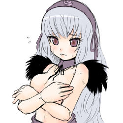 Rule 34 | 00s, 1girl, breasts, doll joints, enokids, hairband, joints, long hair, lowres, rozen maiden, silver hair, small breasts, solo, suigintou, topless, wings