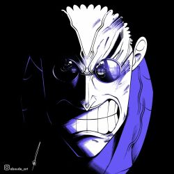 Rule 34 | 1boy, aboude art, anger vein, angry, artist name, clenched teeth, commentary, denjirou (one piece), instagram logo, instagram username, kaidou (one piece), kurozumi orochi, limited palette, male focus, one piece, round eyewear, signature, solo, sunglasses, teeth, v-shaped eyebrows