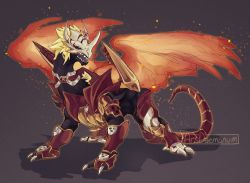 Rule 34 | ancientgreymon, digimon, dragon, fire, horn, mask, tail, wings