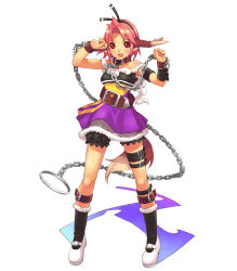 Rule 34 | 1girl, animal ears, blush, boots, chain, cuo, full body, highres, hirano katsuyuki, knee boots, purple skirt, red eyes, short hair, skirt, solo, spectral (series), spectral souls, tail, thigh strap, white background