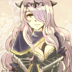 Rule 34 | 1girl, breasts, camilla (fire emblem), capelet, cleavage, closed mouth, crossed arms, donkuma kakusei, facing viewer, fire emblem, fire emblem fates, hair over one eye, looking at viewer, medium breasts, nintendo, purple eyes, turtleneck, upper body