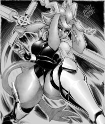 Rule 34 | 1girl, 2023, absurdres, animal ears, antlers, asymmetrical gloves, bottomless, breasts, curvy, fingerless gloves, furry, furry female, gloves, highres, horns, large breasts, monochrome, pltnm ghost, pseudoregalia, rabbit ears, reverse grip, signature, sketch, sword, sybil (pseudoregalia), tail, thick thighs, thighs, weapon, wide hips