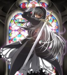Rule 34 | 00s, ashita yaru, hairband, long hair, red eyes, rozen maiden, silver hair, stained glass, suigintou, sword, weapon, wings