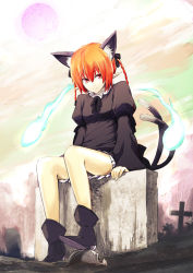 Rule 34 | 1girl, absurdres, animal ears, bad id, bad pixiv id, boots, braid, cat ears, cat girl, cat tail, extra ears, female focus, high heels, highres, hitodama, kaenbyou rin, lefthand, legs, pointy ears, red eyes, red hair, shoes, short hair, smile, solo, tail, touhou, twin braids, twintails