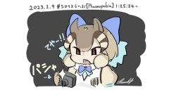 Rule 34 | 1girl, cherushi 2, chipmunk costume, chipmunk ears, chipmunk girl, kemono friends, kemono friends v project, looking at viewer, siberian chipmunk (kemono friends), simple background, solo, virtual youtuber