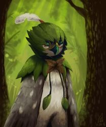 aoiro_no_kaze bad_id bad_pixiv_id brown_eyes creatures_(company) decidueye forest game_freak gen_7_pokemon nature nintendo no_humans pokemon pokemon_(creature) solo