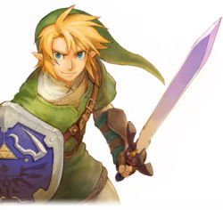 Rule 34 | 1boy, belt, blonde hair, blue eyes, hat, holding, holding sword, holding weapon, hylian shield, link, lowres, male focus, master sword, nintendo, pointy ears, ponky, shield, smile, solo, sword, the legend of zelda, the legend of zelda: twilight princess, weapon