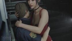 Rule 34 | 3d, ada wong, animated, ass, black hair, breasts, breasts out, brown hair, capcom, dress, hug, eyelashes, eyeliner, gloves, happy sex, hetero, highres, hug, leon s. kennedy, lipstick, makeup, medium breasts, moaning, pantyhose, police, police uniform, red dress, resident evil, resident evil 2, sex, sickdude, sound, uniform, video