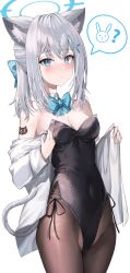 Rule 34 | 1girl, absurdres, alter (kxk7357), blue archive, blue eyes, breasts, cleavage, grey hair, highres, looking at viewer, medium breasts, medium hair, shiroko (blue archive), solo