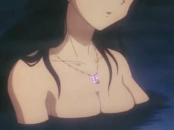 Rule 34 | 1girl, animated, animated gif, black hair, breasts, female focus, head out of frame, higurashi kagome, inuyasha, large breasts, long hair, lowres, neck
