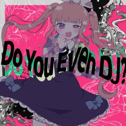 Rule 34 | 1girl, absurdres, album cover, animal ears, black skirt, blue bow, blush, bow, cover, denonbu, frills, half-closed eye, hand to own mouth, headband, highres, hood, hoodie, long hair, long sleeves, looking at viewer, official art, open mouth, pink eyes, pink hair, pink hoodie, rabbit ears, ribbon, sakurano mimito, shirt, skirt, smile, smug, solo, song name, standing, twintails, white shirt, wotoha