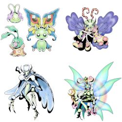 Rule 34 | arthropod girl, bug, butterfly girl, digimon, digimon (creature), evolutionary line, highres, leaf, looking at viewer, original, simple background, white background, wings