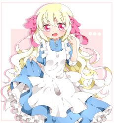 Rule 34 | 1girl, :d, bad id, bad pixiv id, blonde hair, bow, clothes lift, hair bow, hair ornament, hair ribbon, kagerou project, kozakura marry, kyapinetzu, long skirt, looking at viewer, open mouth, red eyes, ribbon, skirt, skirt lift, smile, solo