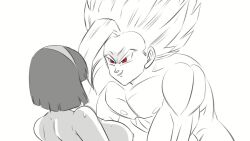 Rule 34 | animated, black hair, breasts, couple, dragon ball, dragon ball super, dragon ball super super hero, funsexydragonball, gohan beast, highres, huge breasts, husband and wife, muscular, muscular male, nervous, nipples, red eyes, short hair, sound, spot color, sweat, tagme, tempting, threatening, videl, video
