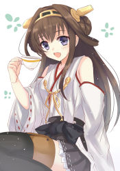 Rule 34 | 10s, 1girl, bad id, bad pixiv id, blue eyes, brown hair, cup, harimoji, kantai collection, kongou (kancolle), nontraditional miko, personification, solo, teacup