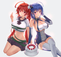 Rule 34 | 5girls, absurdres, azur lane, black sailor collar, black skirt, blue hair, breasts, buttons, cake, cleavage cutout, clothing cutout, crop top, crossed legs, double-breasted, dress, elbow gloves, food, fruit, garter straps, gift, gloves, green ribbon, hand in own hair, highres, honolulu (azur lane), honolulu (umbrella girl) (azur lane), huge breasts, kurono suzuran, long hair, looking at viewer, merry christmas, midriff, miniskirt, multiple girls, navel, official alternate costume, photo (object), pleated skirt, red eyes, red hair, ribbon, sailor collar, seiza, shirt, short sleeves, simple background, sitting, skirt, sleeveless, sleeveless dress, st. louis (azur lane), strawberry, thighhighs, very long hair, white background, white garter straps, white gloves, white shirt, white thighhighs