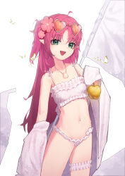 Rule 34 | 1girl, absurdres, arknights, bikini, breasts, bridal garter, commentary, cowboy shot, eyewear on head, flower, frilled bikini, frills, green eyes, hair flower, hair ornament, heart, heart-shaped eyewear, highres, jewelry, long hair, looking at viewer, myrtle (arknights), myrtle (summer flowers) (arknights), navel, necklace, nian962464, official alternate costume, open mouth, orange-tinted eyewear, pointy ears, red hair, shell, shell necklace, small breasts, solo, swimsuit, symbol-only commentary, teeth, tinted eyewear, two side up, upper teeth only, very long hair, white bikini